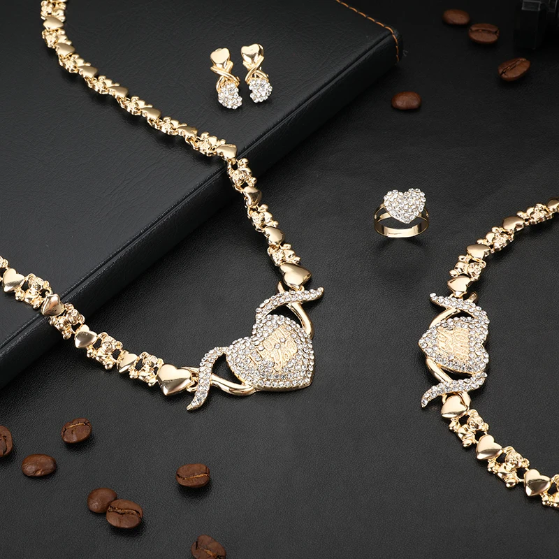 

Dubai gold color jewelry sets Nigerian wedding woman accessories jewelry set fashion African designer jewelry set Wholesale