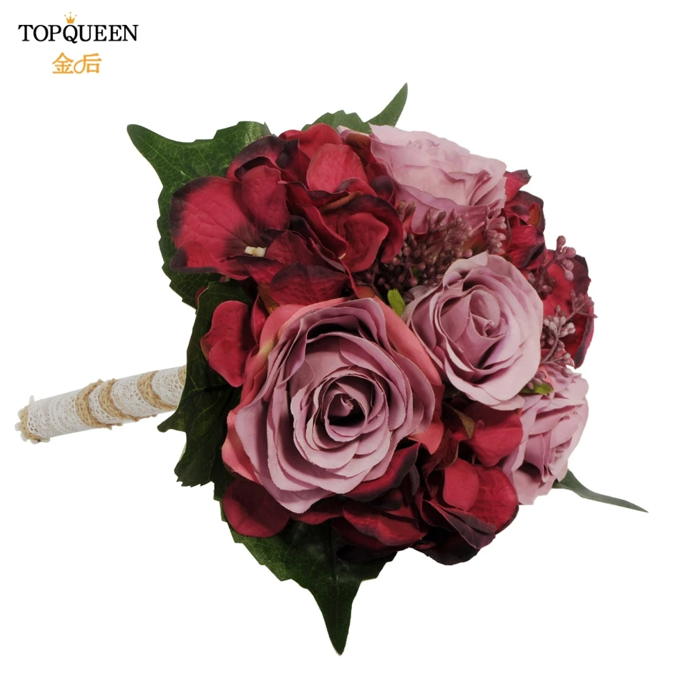 Свадебный букет TOPQUEEN F20 Букет пионов бордовый цветок подружки невесты украшение