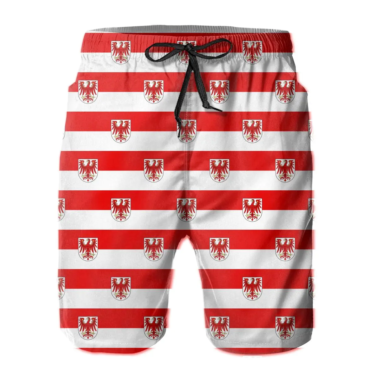 

Summer Men Beach Short Breathable Quick Dry Humor Graphic German states Loose Flag Of Brandenburg Male Shorts