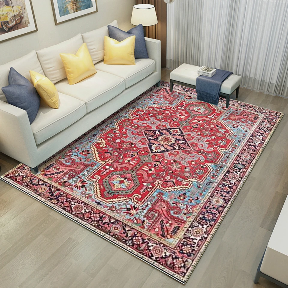 

3D Persian Carpets For Living Room Ethnic Bohemian Style Red European Rugs Bedroom Hallway Bedside Home Entrance Door Floor Mat