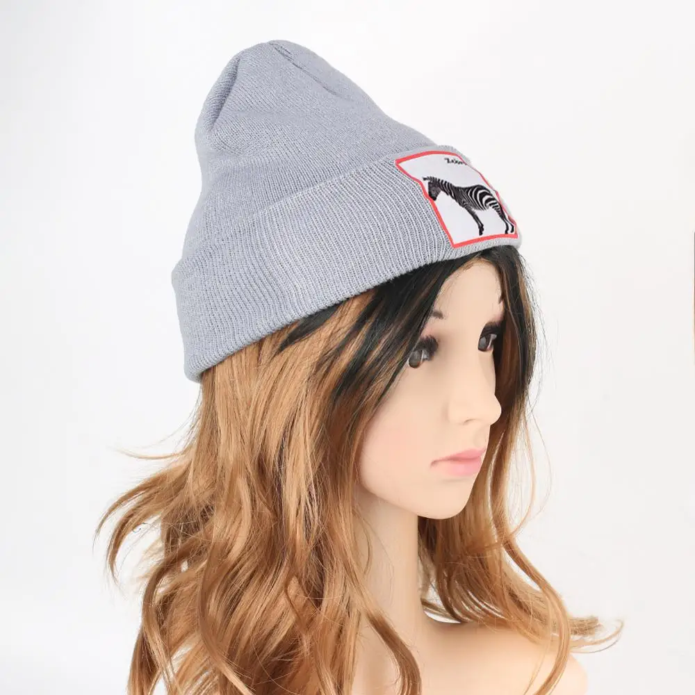 Men's Knitted Hat Red Zebra Pattern Beanie Skullies Warm Winter Unisex Solid Baggy Crochet Bonnet Christmas Gift Hats Cap | Аксессуары