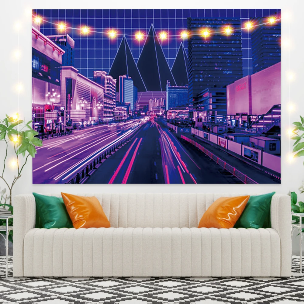 

Фиолетовый городской пейзаж гобелен винтажный экзотический летний завод природа рамка для спальни фотография декор стен
