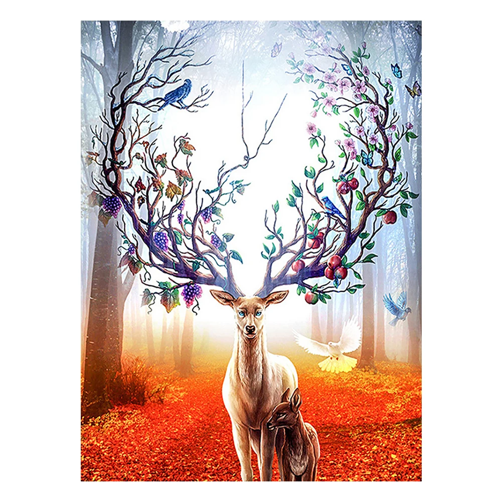 

30*40cm Diamond Painting Waterfall Deer 5D DIY Diamond Embroidery Mosaic Landscape for Home Decor Gift Diamond Painting Tools