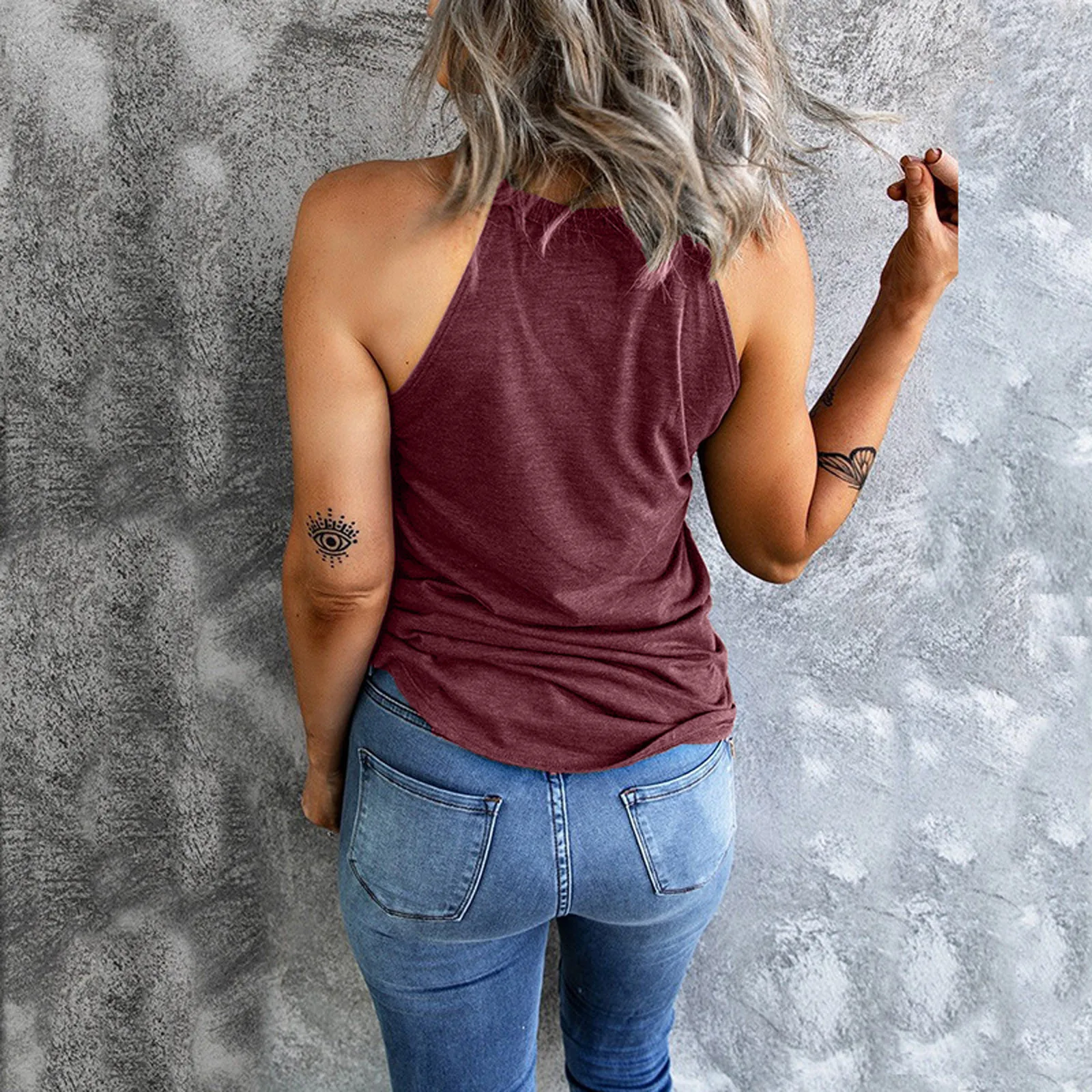 Майка женская с V-образным вырезом Однотонная рубашка на пуговицах без рукавов