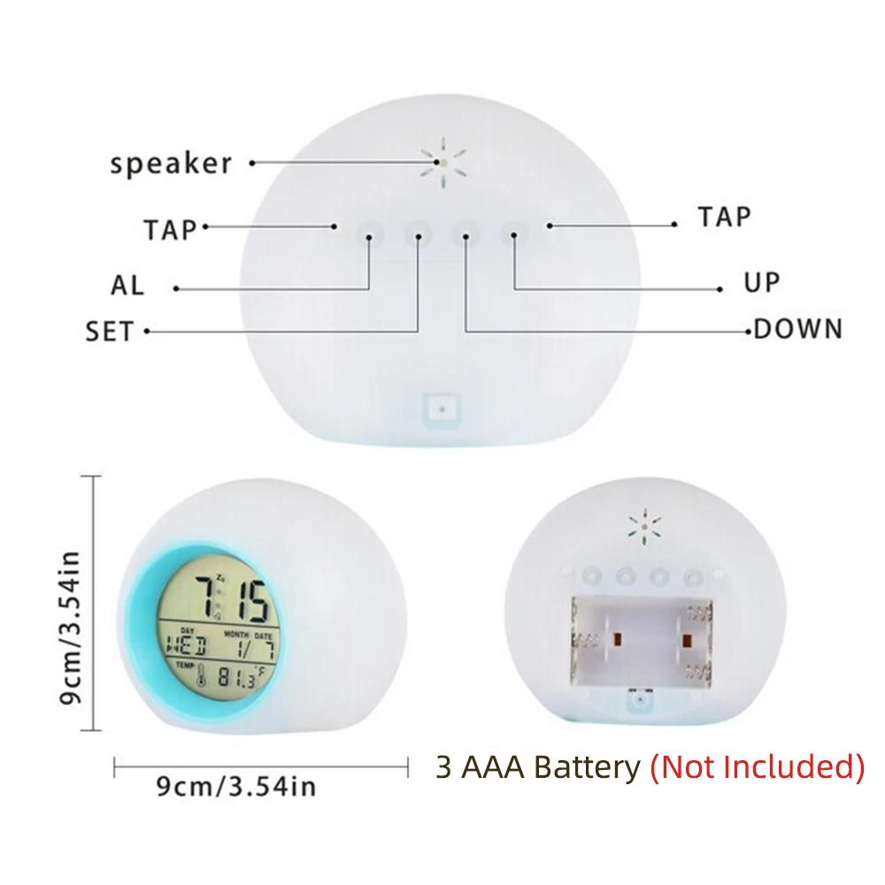Светодиодные будильники с цифровым термометром, изменяющие 7 цветов, светящиеся ночные часы для детей на столе или рабочем столе Despertador.