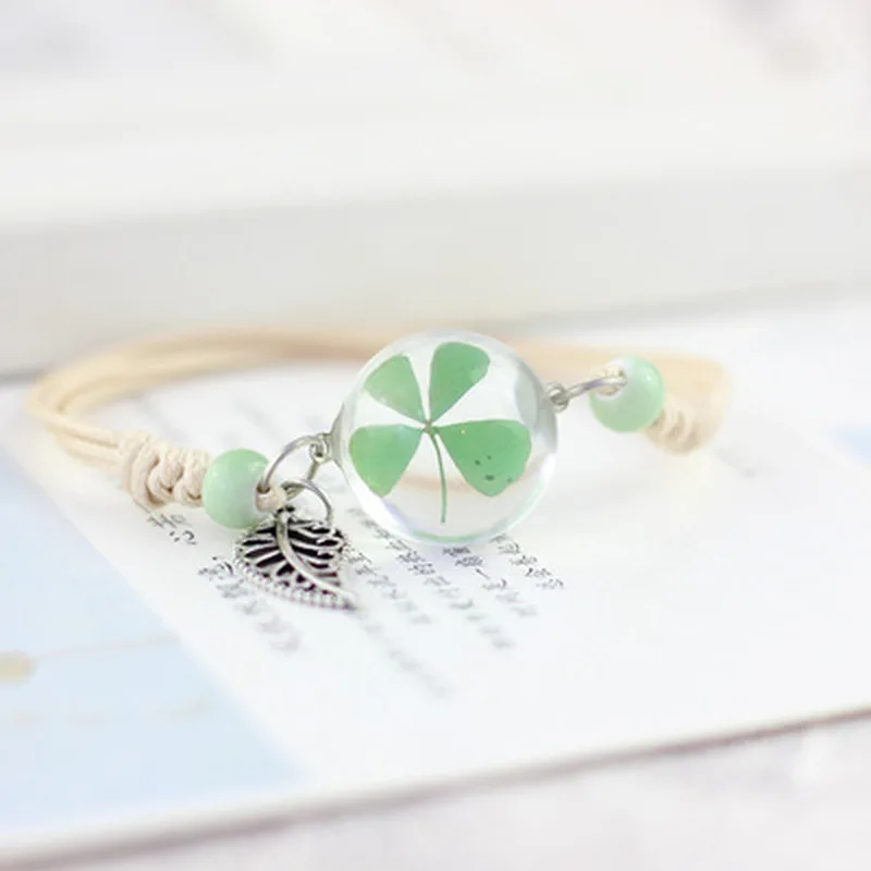 Браслет женский стеклянный с засушенными цветами 1 шт. | Украшения и аксессуары