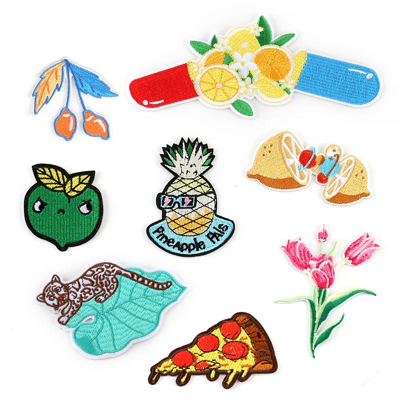 

50pcs/Lot Embroidery Patches Letters Clothing Decoration Accessories Fruit Food Diy Iron Heat Transfer Applique Punk Clothes