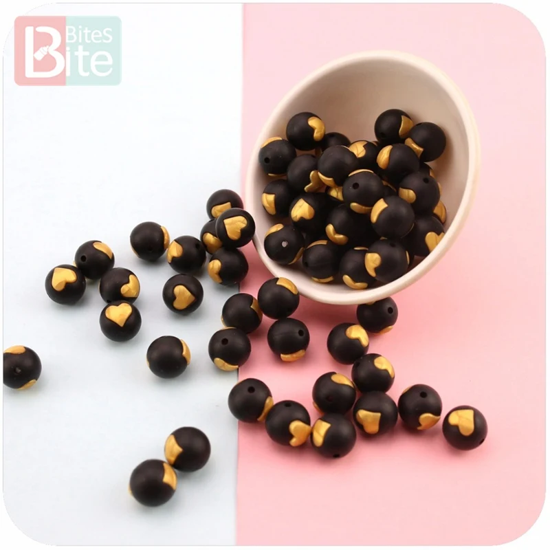 

Bite Bites 5PC Silicone Heart Shape Beads Craft Supplies & Tools Baby Shower Toys Food Grade Necklace & Bracelet Baby Teether