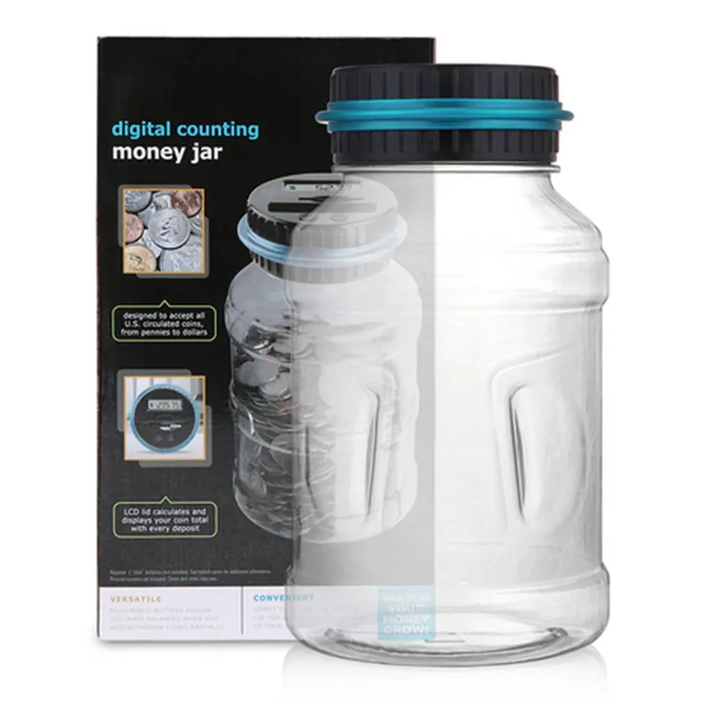 

Portable Size LCD Display Electronic Digital Counting Coin Bank Money Saving Box Jar Counter Bank Box Best Gift