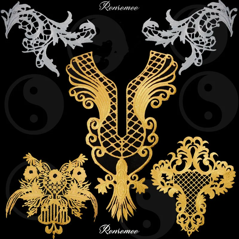 2 пары/2 шт. большого размера золотистого и серебристого цвета с вышитым узором