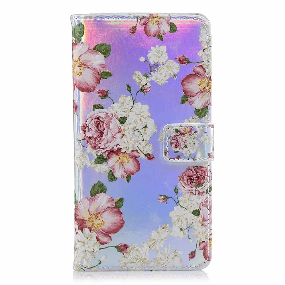 Rose Flower J400F J600F лазерный чехол флуоресцентный откидной Чехол-кошелек для samsung Galaxy S8 S9 A8 A6 Plus J4 кожаный силиконовый чехол B37 - Цвет: Rose Flower