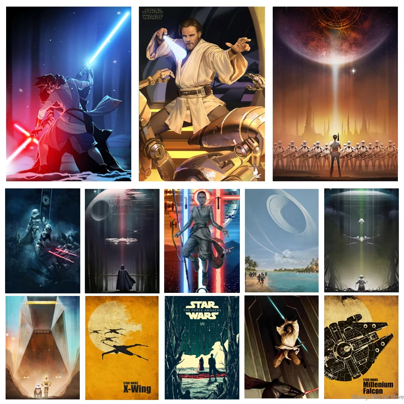 

Disney Star Wars Anime Canvas Paintings Jedi Warrior Poster and Print Yoda Wall Art Picture Cafe Bar Restaurant Home Decoration