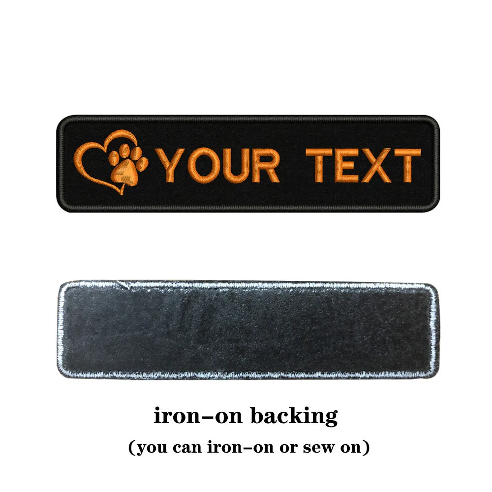 orange-iron on Вышивка на заказ собака отпечаток имя заплатка с текстом 10 см* 2,5 см значок Утюг на или липучке Подложка для одежды брюки рюкзак шляпа - Цвет: orange-iron on