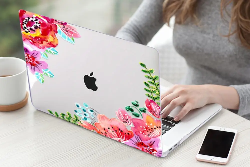 Цветочный чехол для ноутбука MacBook Air 13 A1466 A1932 Pro 13 15 16 дюймов Сенсорная панель A2141 a2159 пластиковый жесткий чехол Keybaord