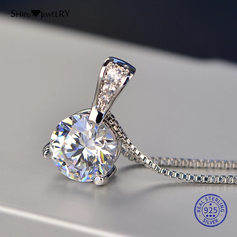 Shipei, 925 пробы, серебряное ожерелье для женщин, хорошее ювелирное изделие, сердце и стрелы, создан Муассанит, кулон, ожерелье, подарок на день рождения