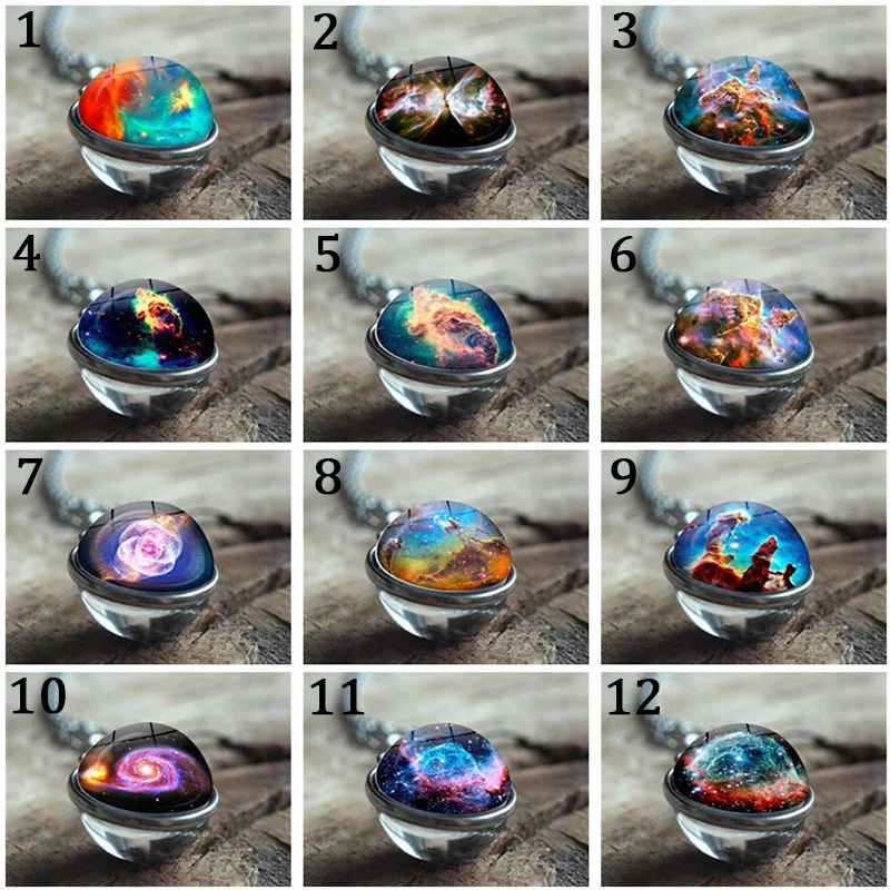 Новое двустороннее ожерелье с кулоном в виде туманности и галактики ювелирное