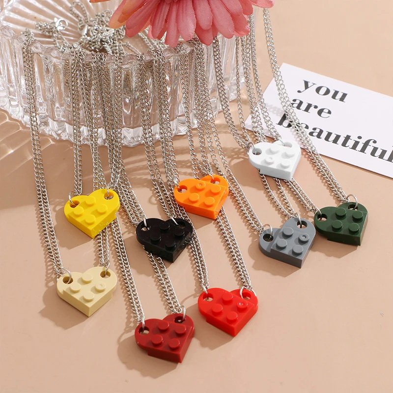 

European and American Detachable Love Building Block Couple Necklace Hip Hop Fashion Friendship Necklace Pendant