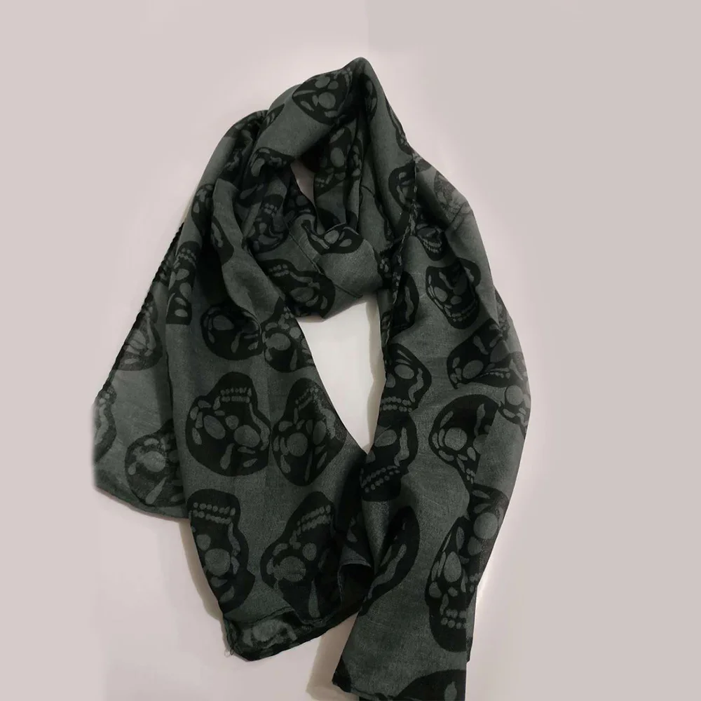 Женский Осенний шарф с принтом черепа для женщин из хлопка и льна летняя пляжная