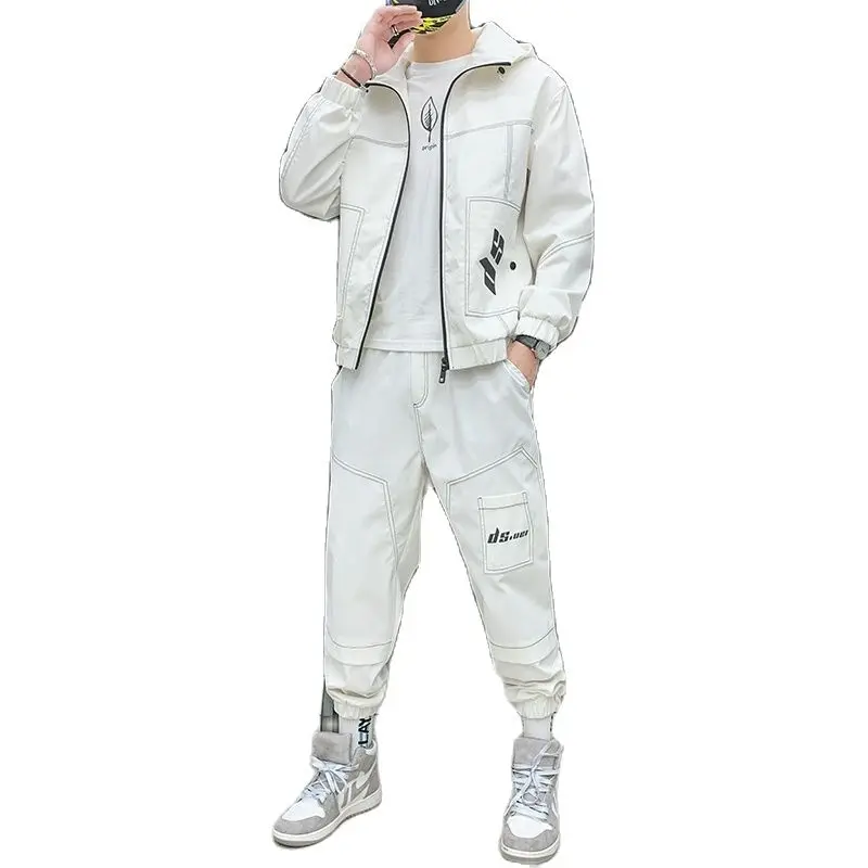 

Men's Sets，Men's Clothing，Men's Casual Hoodie And Pants Two-Piece Set, Solid Color, Zipper Door, Pocket Decoration, Stylish Work