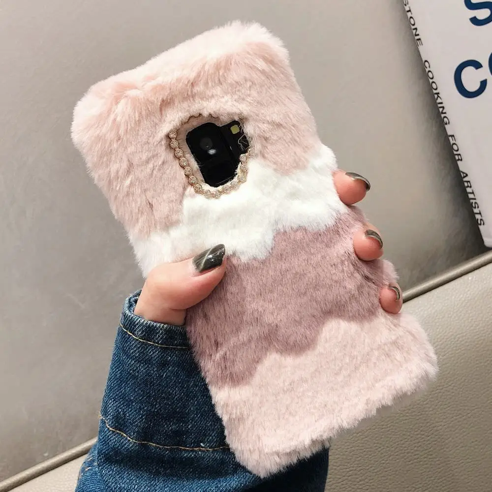 LLZ.COQUE плюшевый Пушистый Зимний чехол из кроличьей шерсти для Samsung Galaxy A6 A7 A8 J4 Plus A51