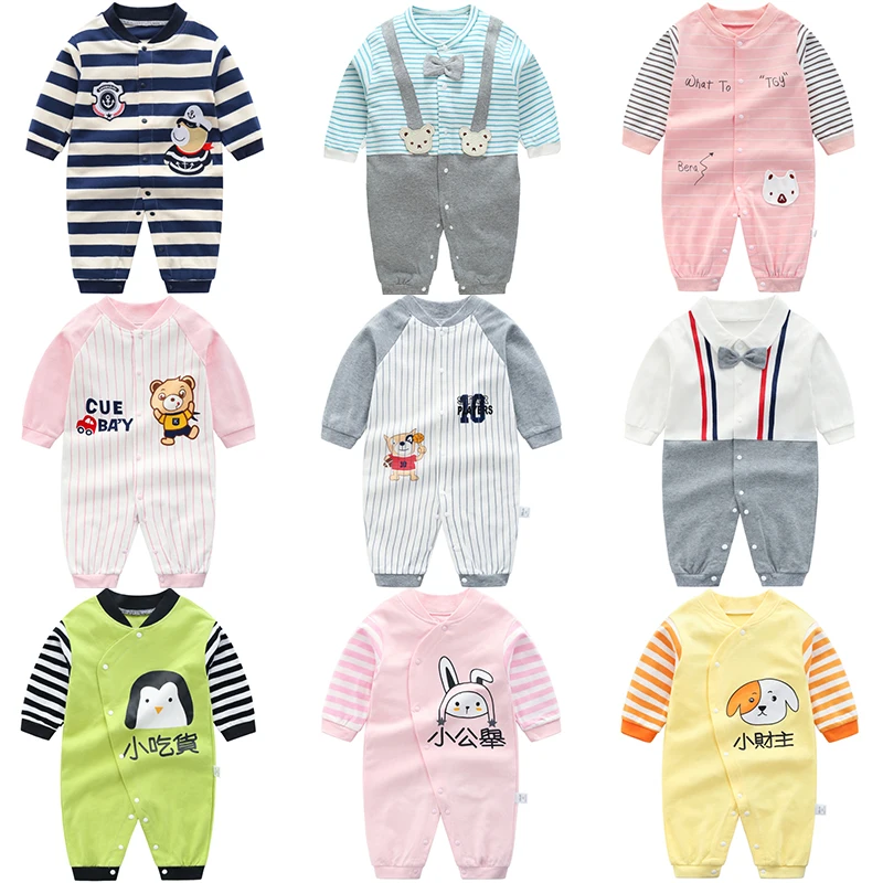 

2021 Baby Spring New Boy Clothes Newborn Cartoon Girl Long-Sleeved Jumpsuit 0-24 Months Cute Girl Climbing Clothes