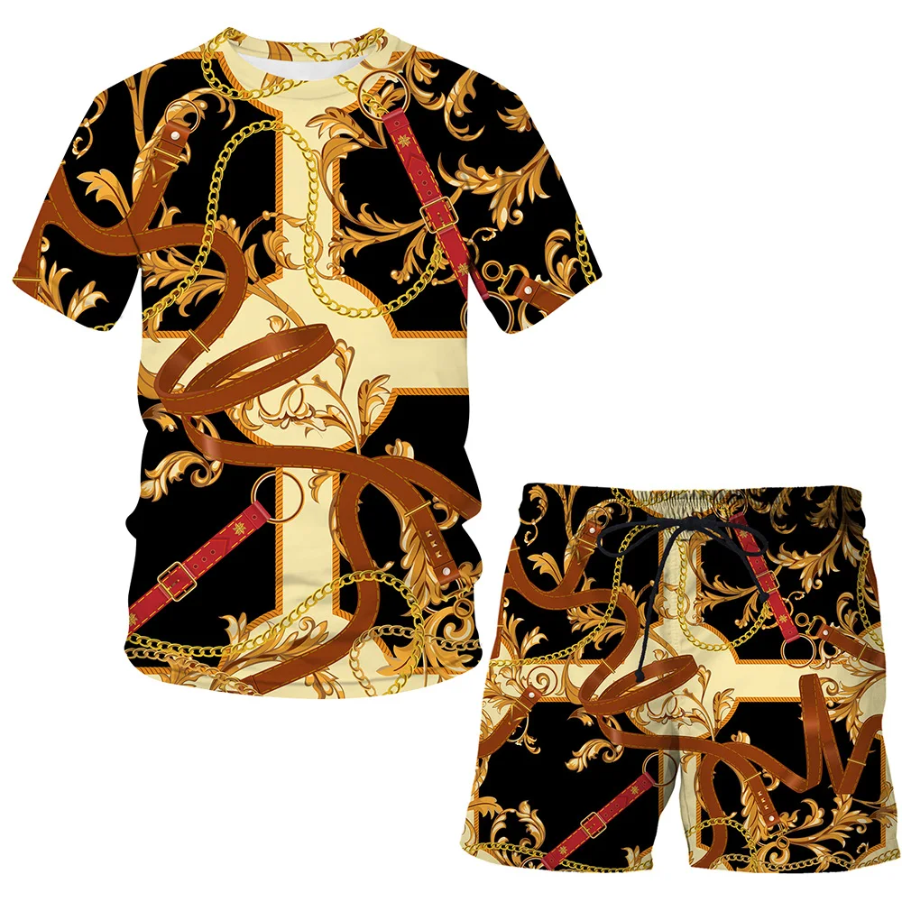 

Summer Suit 3D Luxury Printed T-Shirt Shorts Hip Hop Man / Woman Tops Tee Clothes Children's Short Sleeve Sets 2021 Fashion hot
