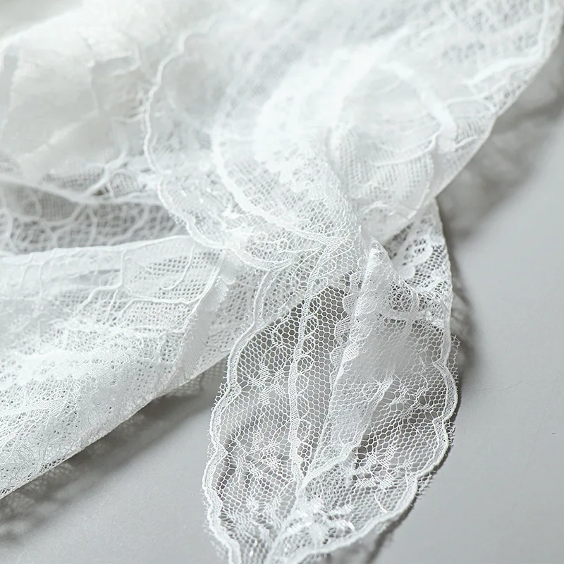 

Crop Top White Lace Blouse 2021 Sexy See Though Ruffle Long Sleeve Women Tops and Blouse Short Tunic Shirt blusas Female