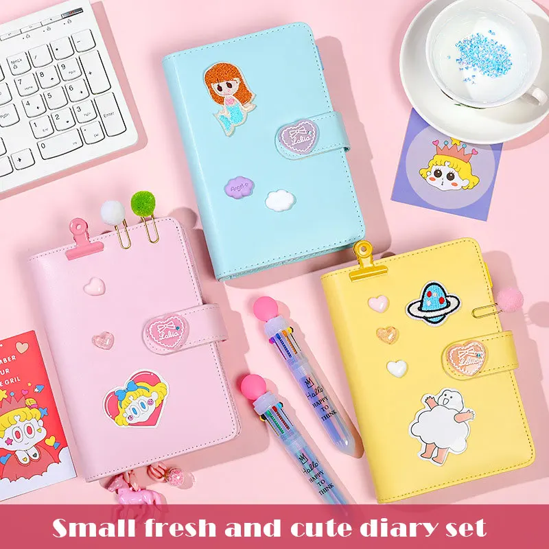 

Notepad Set A6 PU Leather Notebook Binder with Accessories for Writing Spiral Coil Diary for Girl Travelers Writers DTT8