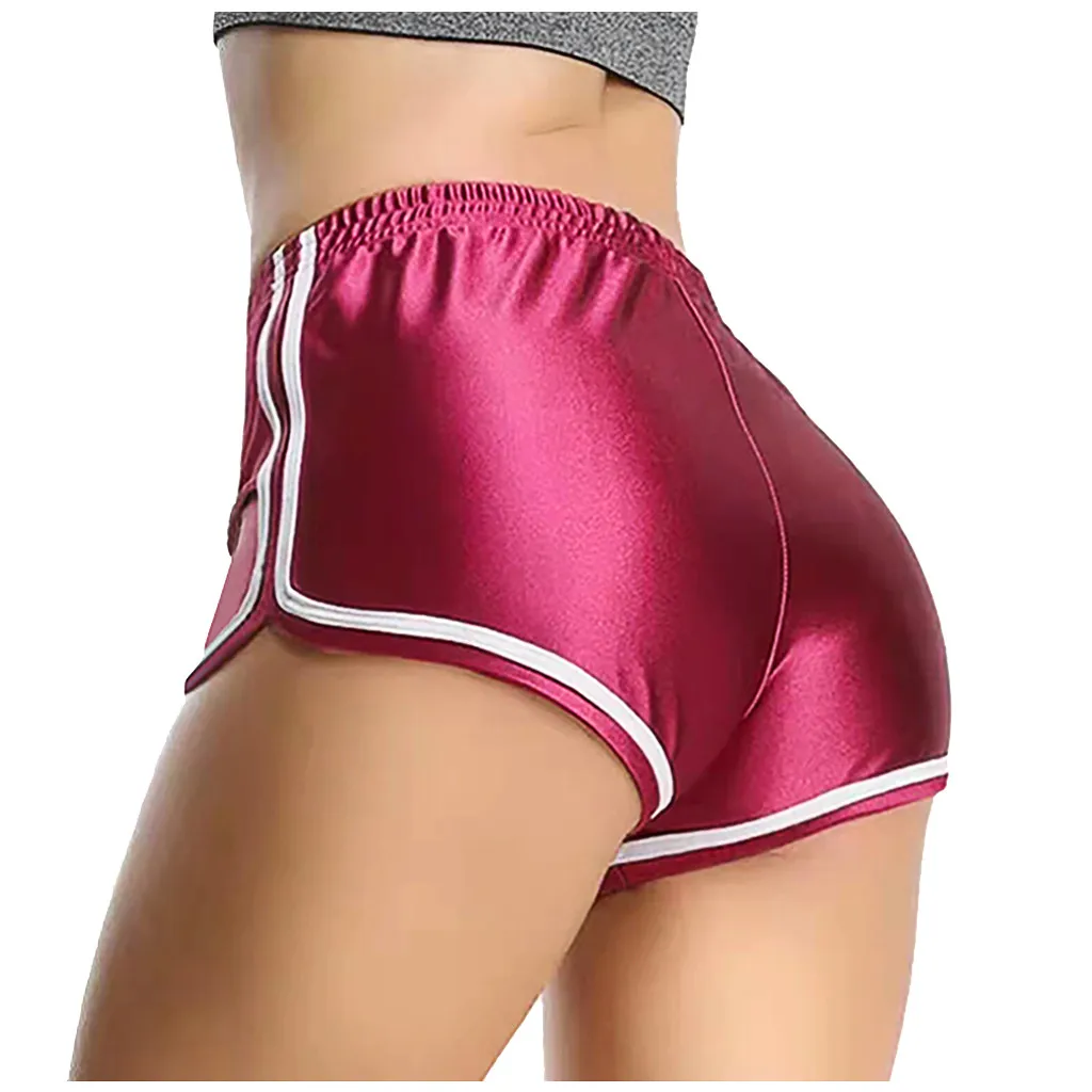 

Sexy Women Satin Pajama Shorts Summer Female Cute Elastic Waist Plus Size Solid Cool Sleepwear Bottoms