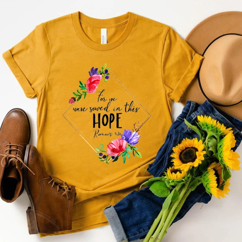 Футболка графическая с надписью Hope Flower женская христианская одежда изображением