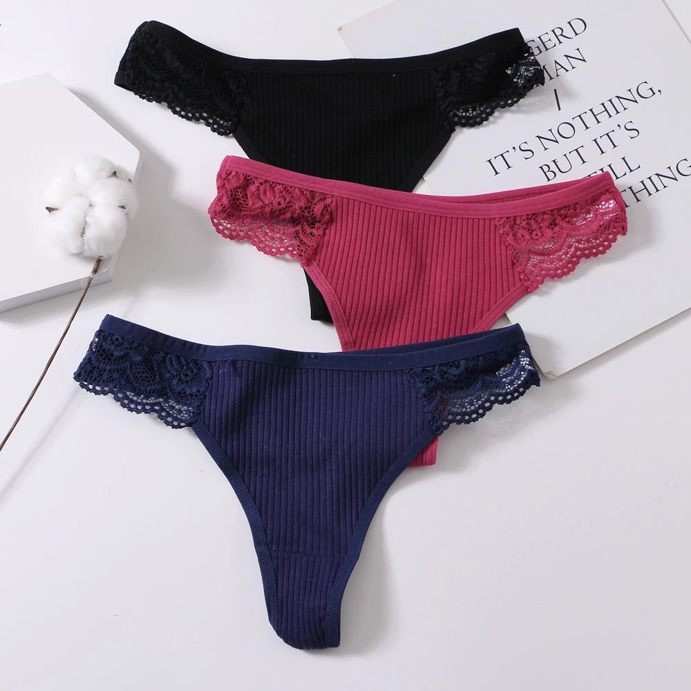 

KISS WIFE Sexy Lace Cotton Panties Underwear Lingerie Thong G-String Women's Underwear Solid Color Lace Comfortable Panties NEW