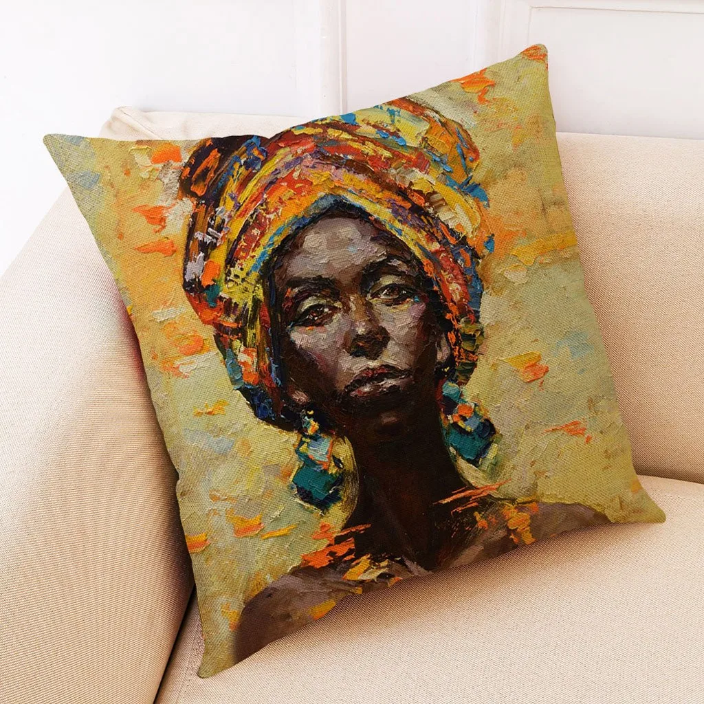 Наволочка креативные в африканском стиле девушка картина маслом чехол для