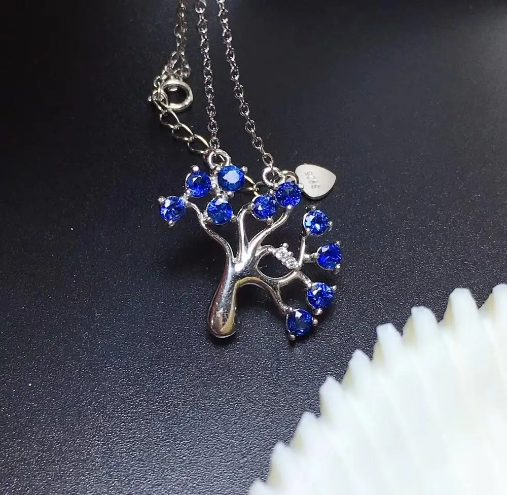 Ожерелье из серебра 925 пробы с натуральным голубым сапфиром Шри-Ланки | Украшения