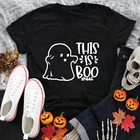 Женская Осенняя футболка на Хэллоуин, Забавный костюм призрака, праздничная футболка