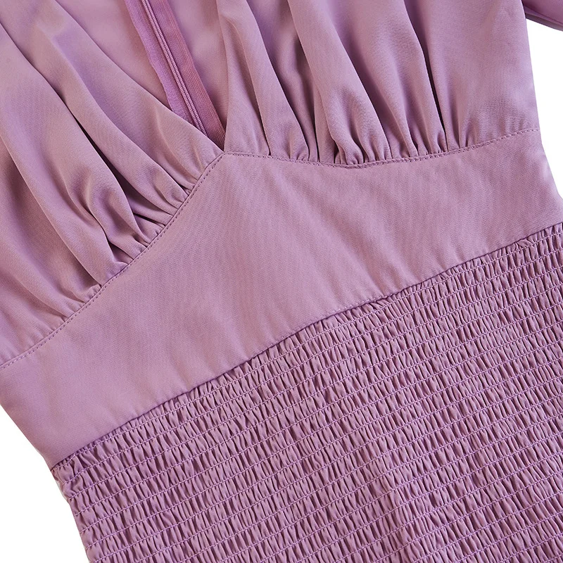 

Kalenmos2020 Autumn Woman Dress V-neck Mid-sleeve Short Skirt Sexy Fashion Elastic Pleated Hip Bandage Dresses Women