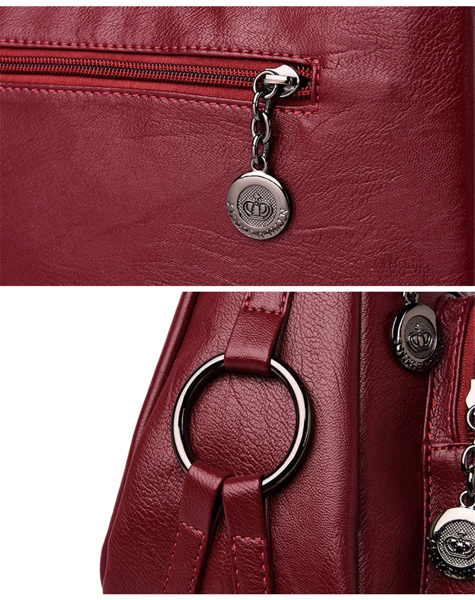 Three-layer zipper Women crossbody bags for women bag over shoulder High Quality Leather Messenger Bags sac a main tote Bolsas