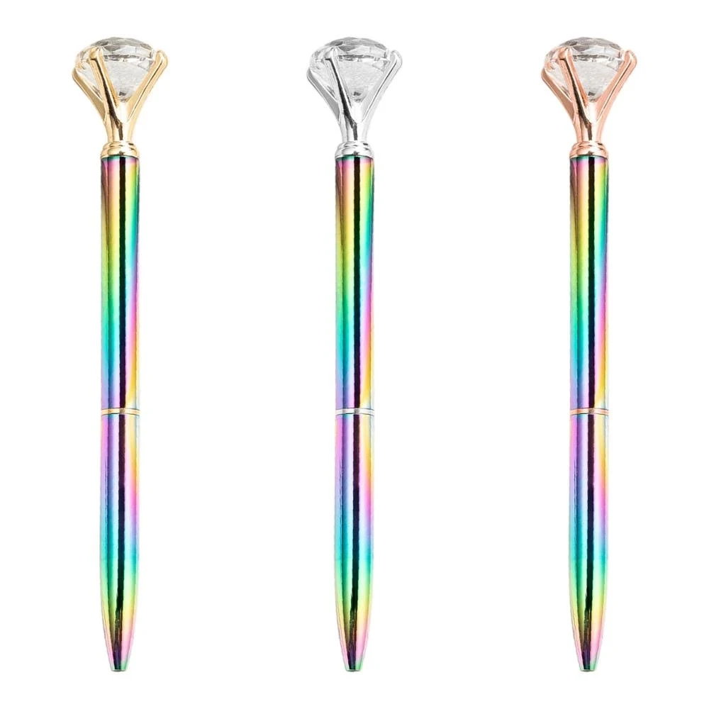 

1Piece Cute Bling Crystal Big Diamond Colorful Metal Ballpoint Pen Office School Stationery The Perfect Gift For Women Girls