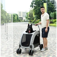pet strollers for dog cat puppy outdoor carrying for disabled dogs lifting collapsible trolley carrier case with 6 rolling wheel