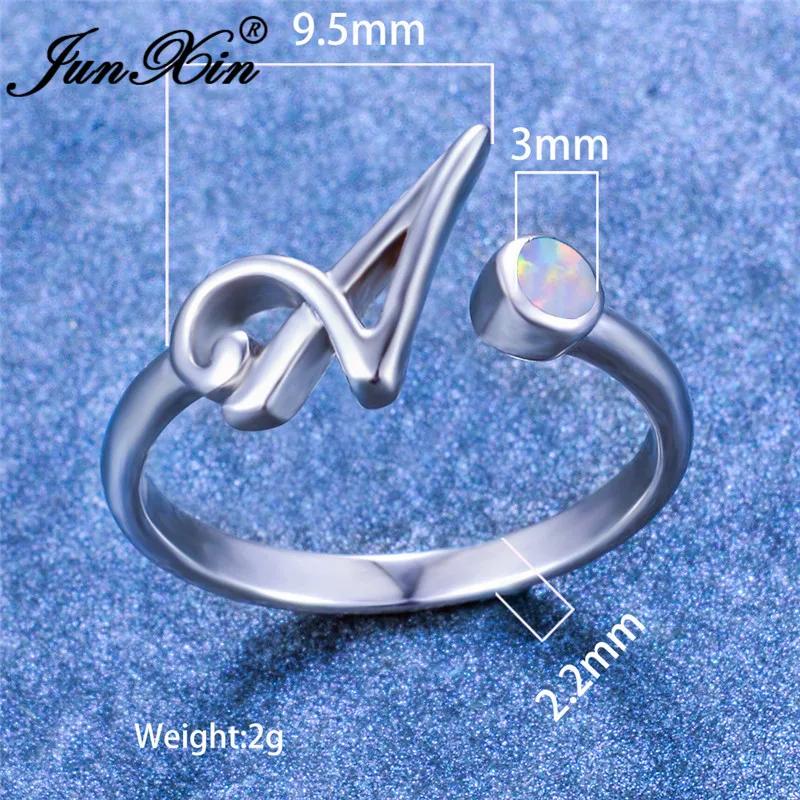 Минималистичное Открытое кольцо с надписью A для женщин из белого золота