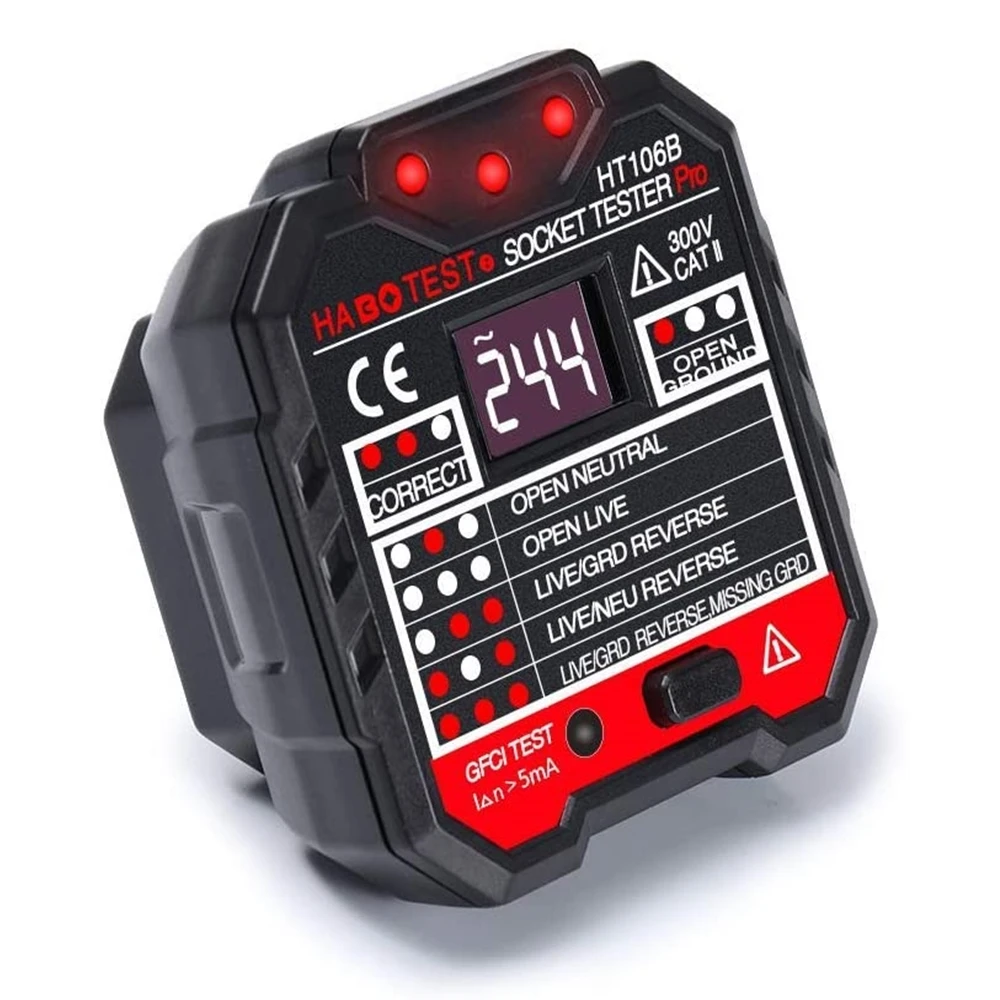 Тестер для розеток HT106 HT107 профессиональный детектор напряжения с вилкой