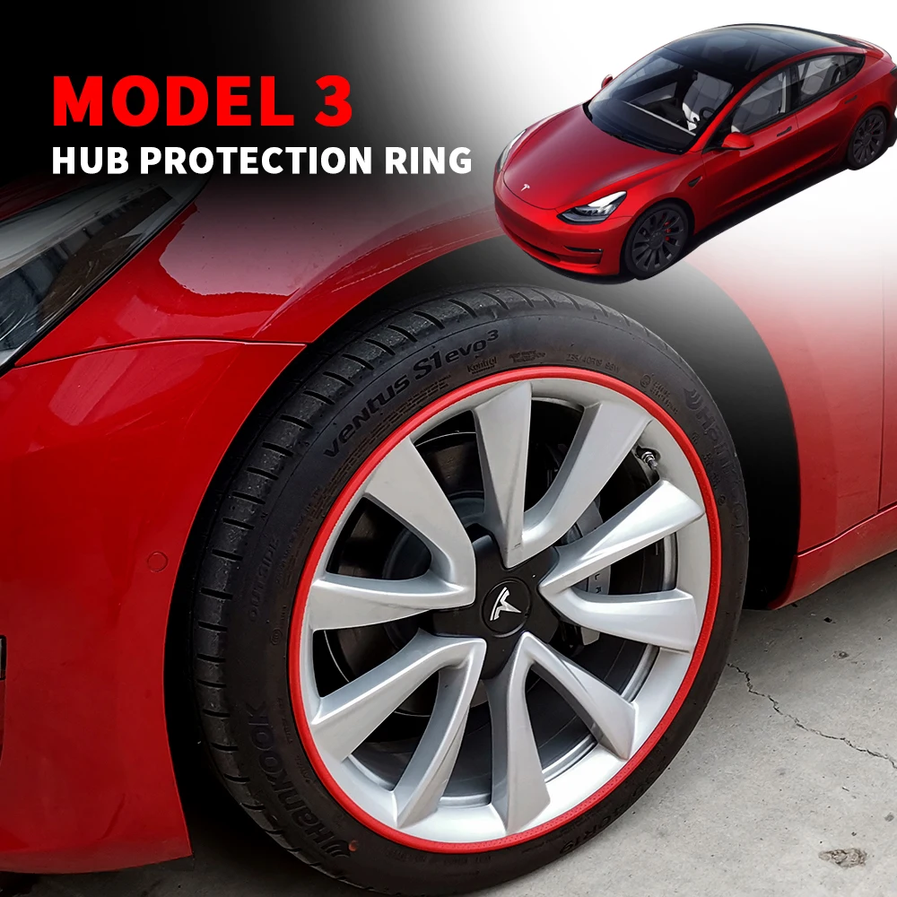 4 шт. защитное кольцо для обода колеса автомобиля Tesla Model 3 Y2017 2018 2019 2020 2021 - купить по