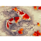 BMBY-5D Diy наборы для алмазной живописи Золотая рыбка карп кои рыбы Алмазная Вышивка Полный Круглый бурения Стразы со стразами