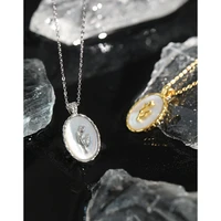 korean ins minority geometric ellipse tulip shell 925 sterling silver necklace for women romantic female fine jewelry new design