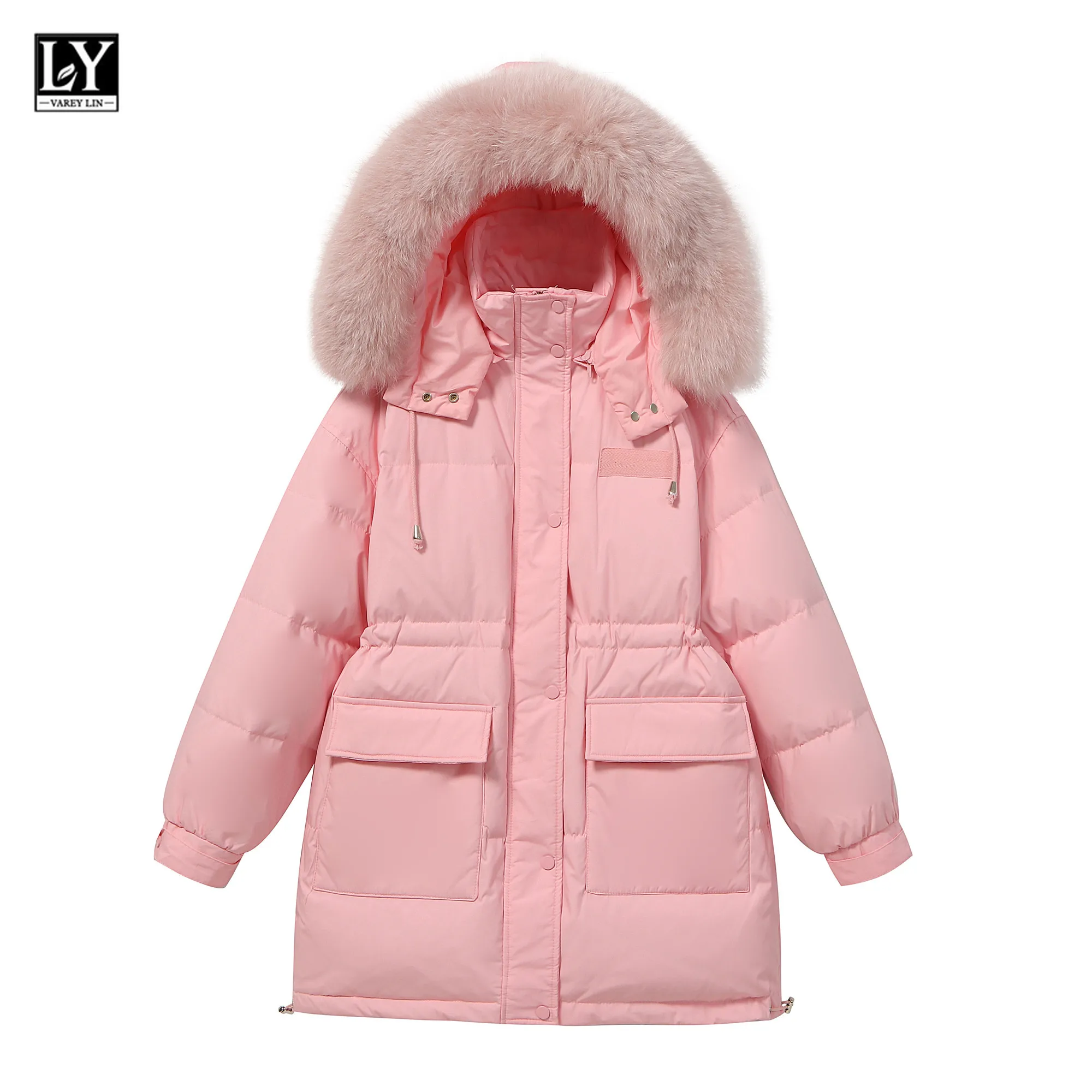 

Женское зимнее пальто LY VAREY LIN, приталенное выдвижное пальто, базовая Толстая теплая зимняя верхняя одежда, большая длинная пуховая куртка с ...