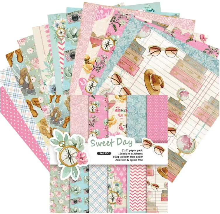 

Серия Sweet days, бумажный пакет для скрапбукинга, бумага для рукоделия, карточки для творчества, 6x6 дюймов, 24 листа/упаковка