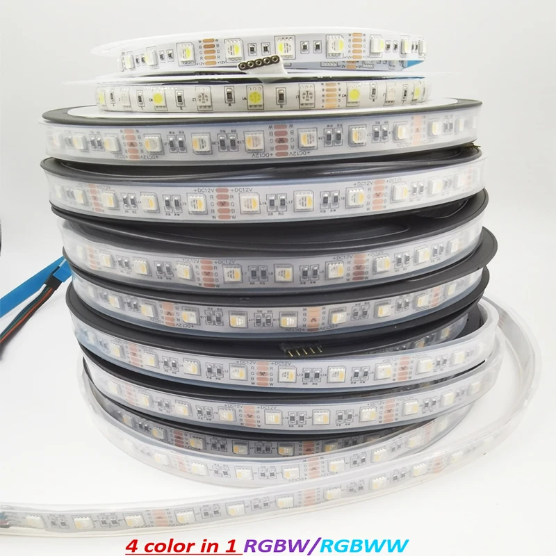 

5M 300leds DC 12V 24V RGBWW/W 4 Color In 1 Led Chip 60Leds/m Waterproof IP30/65/67 5050 SMD Flexible LED Strip Light