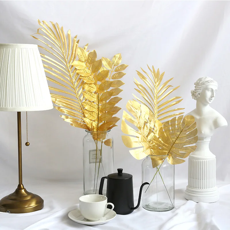 Искусственные листья из золотой ткани 5 шт. | Дом и сад