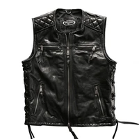 size big european super motor rider mens high quality genuine cowhide leather motorcycle vest