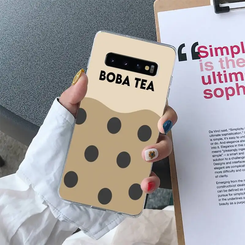 

Pearl Milk Tea Phone Case For Samsung Galaxy S10 S10e S8 S9 Plus S7 Edge Note10 9 8 Soft Transparent TPU Cove