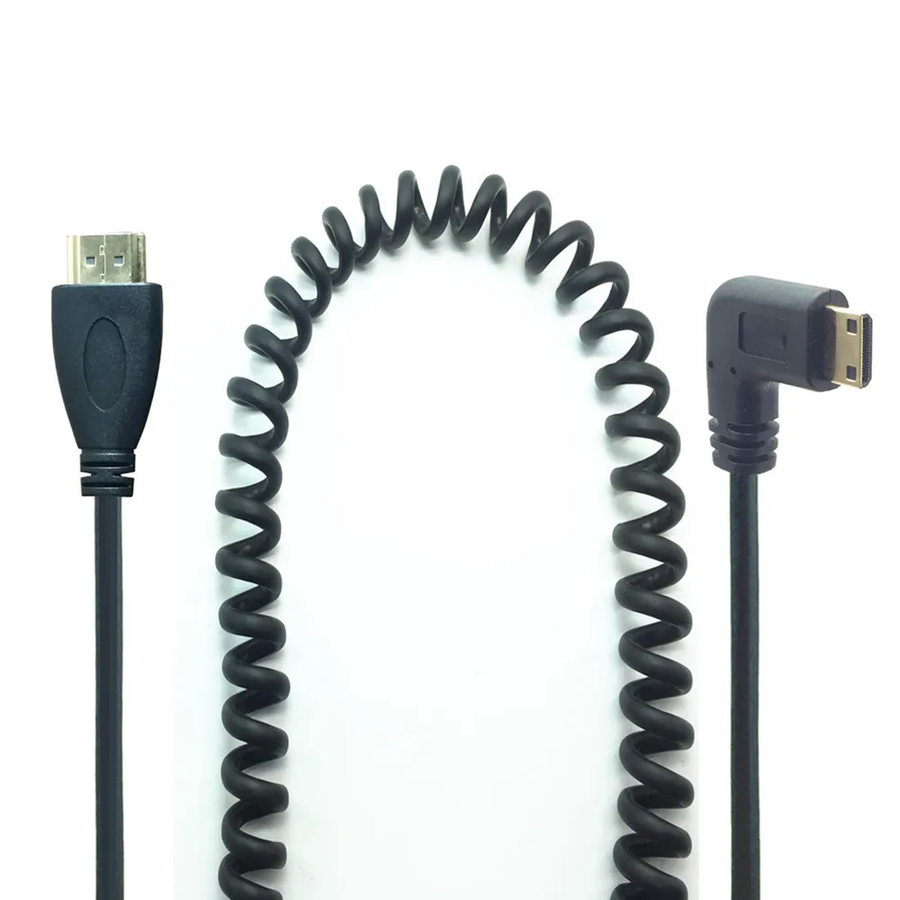 Кабель Mini HDMI совместимый с HDTV позолоченный пружинный изогнутый V1.4 3D